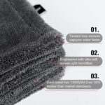 2 Pack XL Car Drying Towel – 1300GSM Ultra Absorbent Microfiber, 24"x36" Large Size, Twisted Loop, Lint-Free & Streak-Free for Auto Detailing, Car, SUV, Truck (Gray-Gray) - Image 6