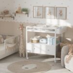 BOLUO Baby Changing Table with Storage, White Baby Dresser with Changing Table Top, Diaper Changing Station with 2 Fabric Drawers for Nursery Modern - Image 3