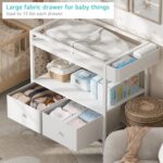 BOLUO Baby Changing Table with Storage, White Baby Dresser with Changing Table Top, Diaper Changing Station with 2 Fabric Drawers for Nursery Modern - Image 4