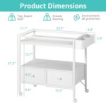 BOLUO Baby Changing Table with Storage, White Baby Dresser with Changing Table Top, Diaper Changing Station with 2 Fabric Drawers for Nursery Modern - Image 5