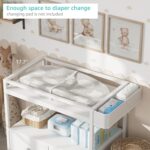 BOLUO Baby Changing Table with Storage, White Baby Dresser with Changing Table Top, Diaper Changing Station with 2 Fabric Drawers for Nursery Modern - Image 6