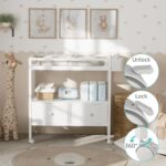 BOLUO Baby Changing Table with Storage, White Baby Dresser with Changing Table Top, Diaper Changing Station with 2 Fabric Drawers for Nursery Modern - Image 7