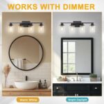 L LOHAS LED 4-Light Bathroom Vanity Lights Over Mirror, 27 Inch Black Bathroom Light Fixtures with Clear Glass Shade, Modern Vanity Lights for Living Room Hallway Bedroom - Image 4