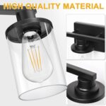 L LOHAS LED 4-Light Bathroom Vanity Lights Over Mirror, 27 Inch Black Bathroom Light Fixtures with Clear Glass Shade, Modern Vanity Lights for Living Room Hallway Bedroom - Image 6