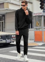 JMIERR Mens 2 Piece Jacquard Sweatsuit Outfits Hoodie Sweatshirt & Joggers Sweatpants Set Tracksuit - Image 7