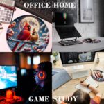 Winter Cardinal Mouse Pad Chrismas Round Mouse Mat, Non-Slip Rubber Base Mousepad with Stitched Edge for Wireless Computer Laptop Office Desk Accessories 8 x 8 Inches - Image 8