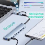 USB C Hub USB Hub 3.0, VIENON Aluminum 8 in 1 USB Extender with SD/TF Card Reader, 3.5mm Aux Headphone Jack for MacBook Pro Air and More PC/Laptop/Tablet Devices - Image 4