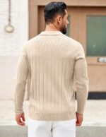 COOFANDY Mens Sweaters Polos Long Sleeve V Neck Knit Polo Lightweight Casual Pullover Sweater - Image 5