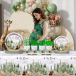 194pcs Let The Adventure Begin Baby Shower Decorations Woodland Baby Shower Plates, Cup, Napkin, Tablecloth, Tableware, Adventure Awaits Boy Mountain Party Supplies Serve 24 Guests - Image 8
