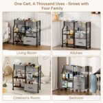 Baby Diaper Caddy Organizer and Storage, 3 Tier Rolling Cart with Dividers and Drawers, Mobile Utility Cart with Wheels for Nursery, Bedroom, Baby Newborn Essentials Storage Cart, Black - Image 9