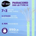 TECEUM Reflective Paracord Rope 1000 – 1000ft/200ft/100ft/50ft – 40+ Colors – Glow in The Dark – para Cord – Utility Rope for Survival, Hunting & Camping Gear – Nylon String, Camping Rope, Tent Cord - Image 4