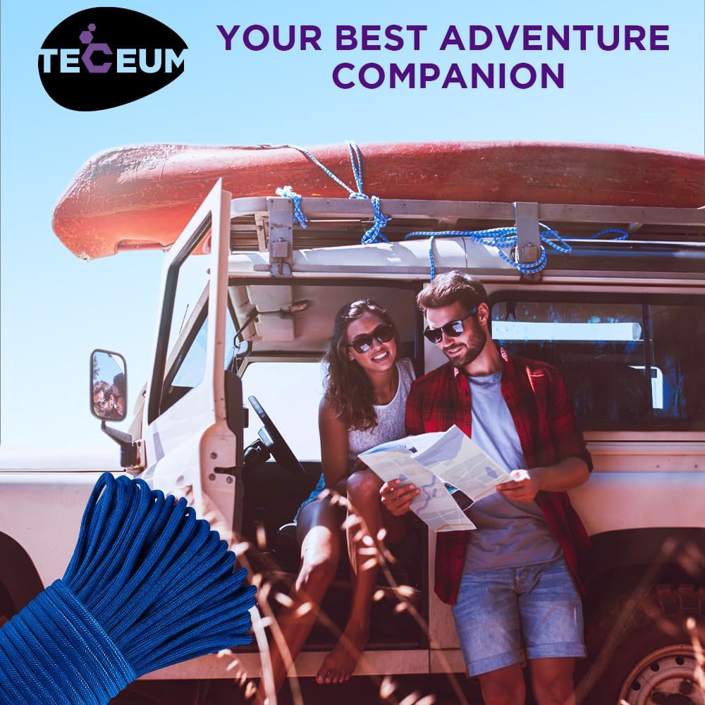 TECEUM Reflective Paracord Rope 1000 – 1000ft/200ft/100ft/50ft – 40+ Colors – Glow in The Dark – para Cord – Utility Rope for Survival, Hunting & Camping Gear – Nylon String, Camping Rope, Tent Cord - Image 10