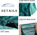 SeSe Code Womens Ruffle 3/4 Sleeve Mesh Blouses Loose Flowy Tops Stretchy Shirts - Image 4