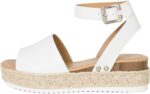 STYLISH S Gloria-IIS ~ Girls Single Band Open Toe Platform Wedge Espadrille Studded Sandals Adjustable Ankle Buckle - Image 3