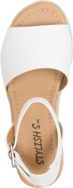 STYLISH S Gloria-IIS ~ Girls Single Band Open Toe Platform Wedge Espadrille Studded Sandals Adjustable Ankle Buckle - Image 7