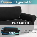 Asnomy Couch Covers for 3 Cushion Couch Sofa Pet Friendly, 3 Seater Sofa Cover Washable Slipcovers Protector Furniture Covers for Dogs Spandex Jacquard Fabric Small Checks（Large，Black） - Image 4