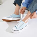 FRACORA Womens White Black Canvas Sneakers Low Top Canvas Shoes for Women Tennis Shoes - Image 3