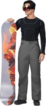 YEEFINE Men's Snow Ski Pants Insulated Waterproof Winter Sports Cargo Snowboard Pants Bibs with Suspenders - Image 6