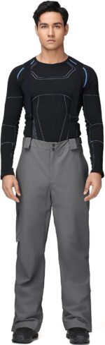 YEEFINE Men's Snow Ski Pants Insulated Waterproof Winter Sports Cargo Snowboard Pants Bibs with Suspenders - Image 7