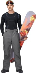 YEEFINE Men's Snow Ski Pants Insulated Waterproof Winter Sports Cargo Snowboard Pants Bibs with Suspenders - Image 8