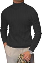 Men's Mockneck Sweaters Long Sleeve Slim Fit Casual Pullover Cable Knit Turtleneck Jumpers Sweaters - Image 3