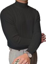 Men's Mockneck Sweaters Long Sleeve Slim Fit Casual Pullover Cable Knit Turtleneck Jumpers Sweaters - Image 5