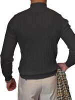 Men's Mockneck Sweaters Long Sleeve Slim Fit Casual Pullover Cable Knit Turtleneck Jumpers Sweaters - Image 6