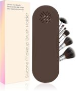 2024 Silicone Makeup Brush Holder Case with Upgraded Anti-Fall Double Magnetic, Beauty Gift for Girlfriend, Travel Essentials Makeup Bag Birthday and Holiday Gifts for Woman - Coffee - Image 2