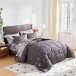 7-Piece Bed in a Bag King Comforter Set with Sheets, Black Leaves Botanical Design Lightweight Bedding for All Season (1 Comforter, 2 Pillow Shams, 1 Fitted Sheet, 2 Pillowcases) - Image 2