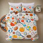 A Nice Night 6Pcs Queen Bedding Set for Boys, Sports Theme Comforter with Curling, Baseball & Basketball Design, Soft Athletic Kids Bedroom Decor(Yellow) - Image 2