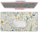 AQQA Flower Large Desk Pad,Floral Desk Mat for Desktop,Non-Slip PU Leather Mouse Pad, Waterproof Laptop Computer Desk Keyboard Mat,Table Protector Blotter Mat for School Office Home 31.5" x 15.7" - Image 2