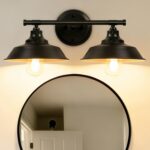 Adcssynd 2-Light Farmhouse Vanity Light, 20” Black Bathroom Wall Sconce for Over Mirror, Rustic Metal Vanity Lighting Fixture - Image 2