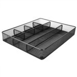 Amazon Basics Desk Drawer Organizer for Office and Home, Metal Mesh, Anti-Slip, 6 Compartments, Black - Image 2