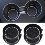 Amooca Car Cup Coaster Universal Non-Slip Cup Holders Bling Crystal Rhinestone Car Interior Accessories 4 Pack Black - Image 2