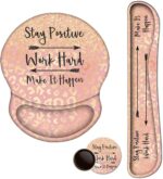 ArtSo Mouse Pad Keyboard Wrist Rest Support Ergonomic, Upgraded Cushion Mousepad Gel Memory Foam Non-Slip Rubber Base Pain Relief & Easy Typing for Home,Office, Pink Orange Stay Positive - Image 2