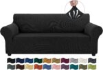 Asnomy Couch Covers for 3 Cushion Couch Sofa Pet Friendly, 3 Seater Sofa Cover Washable Slipcovers Protector Furniture Covers for Dogs Spandex Jacquard Fabric Small Checks（Large，Black） - Image 2