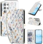 Asuwish Phone Case for Samsung Galaxy S22 Ultra 5G Wallet Cell Flip Cover with Tempered Glass Screen Protector Flower Card Holder Slot Stand ID S22ultra 22S S 22 S22ultra5g 6.8 A Flower - Image 2