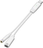 AuviPal USB C to 3.5mm Headphone Adapter with 100W PD Charging, USB Type C Male to 3.5mm Jack Headphone Female Converter, 2-in-1 USB-C Audio & Power Cable, Supports Line Control and Calls - White - Image 2