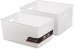BINO | Plastic Storage Baskets Large - White | THE STABLE COLLECTION | Multi-Use Storage | Rectangular Cabinet Organizer | Baskets For Organizing with Handles | Home Office Organization and Storage - Image 2
