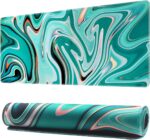 Benvo Extended Mouse Pad with Stitched Edges Extra Large Gaming Mousepads with Non-Slip Rubber Base and Micro-Weave Cloth Desk Mat for Gamer Office Home(35.4x15.7 inch, Marble Green) - Image 2