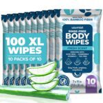 Body Wipes for Adults Bathing No Rinse 100pc XL - Ultra Thick Shower Travel Wipes for Personal Cleansing & Hygiene Essentials, Elderly Care, Incontinence Disposable Washcloths for Women Men - Image 2