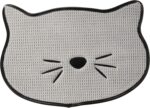 Bone Dry Embroidered Microfiber Cat Shape Pet Food & Water Placemat-Gray - Image 2