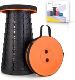 Boreeman Upgraded Folding Stool Lightweight Yet More Sturdy with Load Capacity 400lbs Portable Collapsible Stool for Camping Fishing Hiking BBQ (Orange) - Image 2