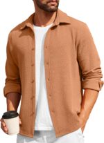 COOFANDY Mens Casual Button Down Shirt Long Sleeve Lightweight Jacket Fashion Textured Shirts - Image 2