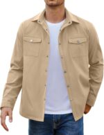 COOFANDY Men's Casual Lightweight Shirt Jacket Work Shacket Jackets Military Button Down Overshirt With Flap Pockets - Image 2