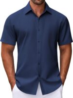 COOFANDY Mens Dress Shirts Button Down Short Sleeve Shirt Summer Shirts Business Casual Wedding Shirt - Image 2