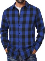 COOFANDY Mens Flannel Shirts Long Sleeve Plaid Button Down Shirts Casual Cotton Shirts - Image 2
