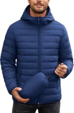 COOFANDY Mens Packable Puffer Jacket Lightweight Hooded Insulated Winter Coat Windproof Zipper Down Jacket - Image 2