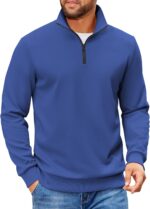 COOFANDY Mens Quarter Zip Pullover Sweatshirts Lightweight Long Sleeve Mock Neck Sweater Polo - Image 2