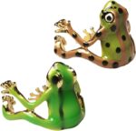 CRIZAN 2Pcs Women Men Frog Themed Adjustable Rings Green and Brown - Image 2